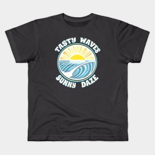 Tasty Waves Sunny Daze - hollow surf sunrise dawn patrol surf culture Kids T-Shirt